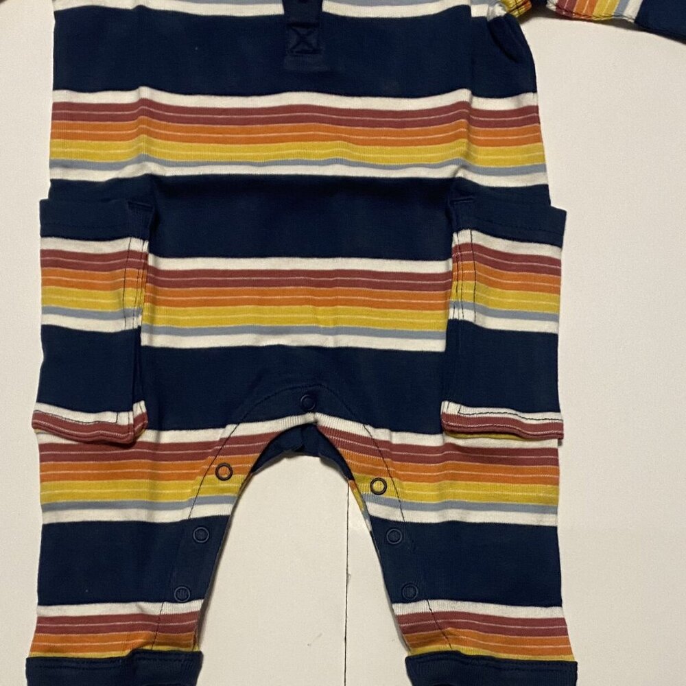 NWT Tea Collection Striped Cargo Romper Size 0-3 Months - Picture 3 of 5